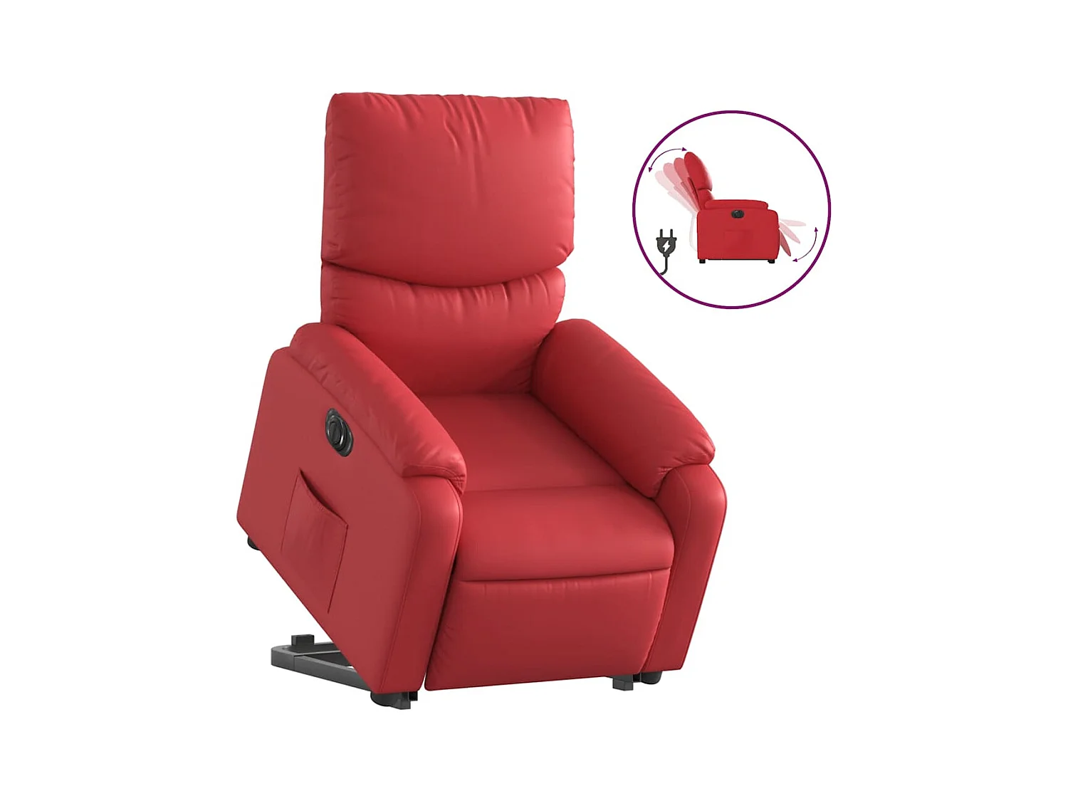 Silla de relax | Sillón elevable eléctrico cuero artificial rojo SHL4863