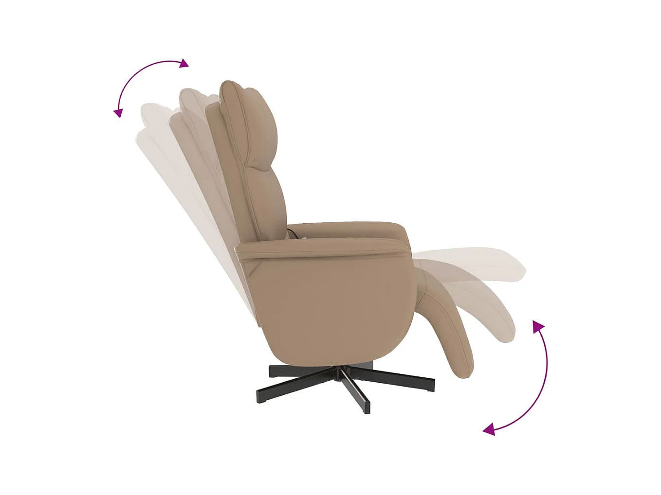 Sillón de relax | Sillón reclinable masaje reposapiés cuero sintético capuchino SHL3452
