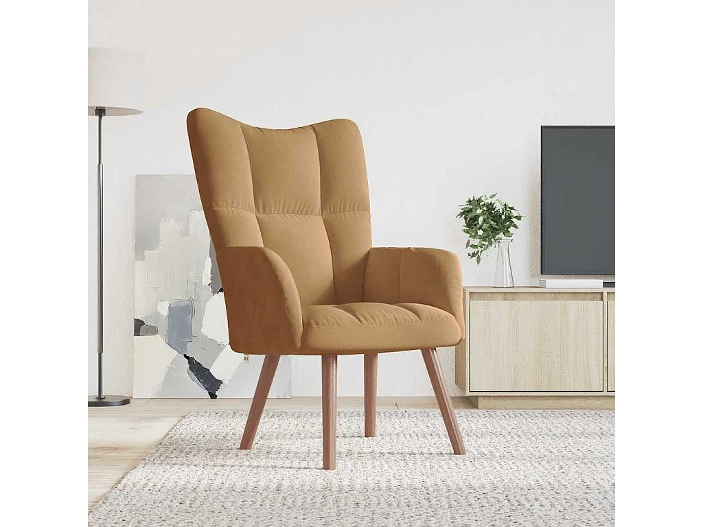 Relaxsessel | Lounge Sessel Braun Samt SHL11547