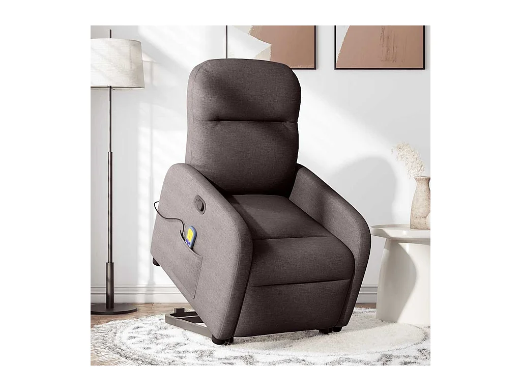 Fauteuil inclinable-Chaise de relax-Fauteuil de Massage Marron foncé Tissu SHL4345