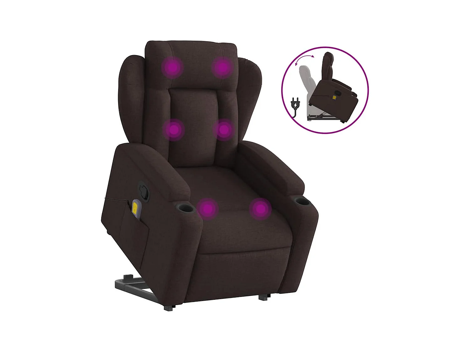 Fauteuil inclinable-Chaise de relax-Fauteuil de Massage Marron foncé Tissu SHL2963