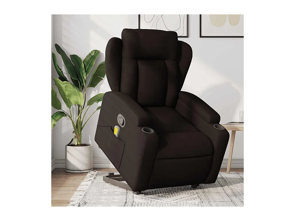 Fauteuil inclinable-Chaise de relax-Fauteuil de Massage Marron foncé Tissu SHL2963