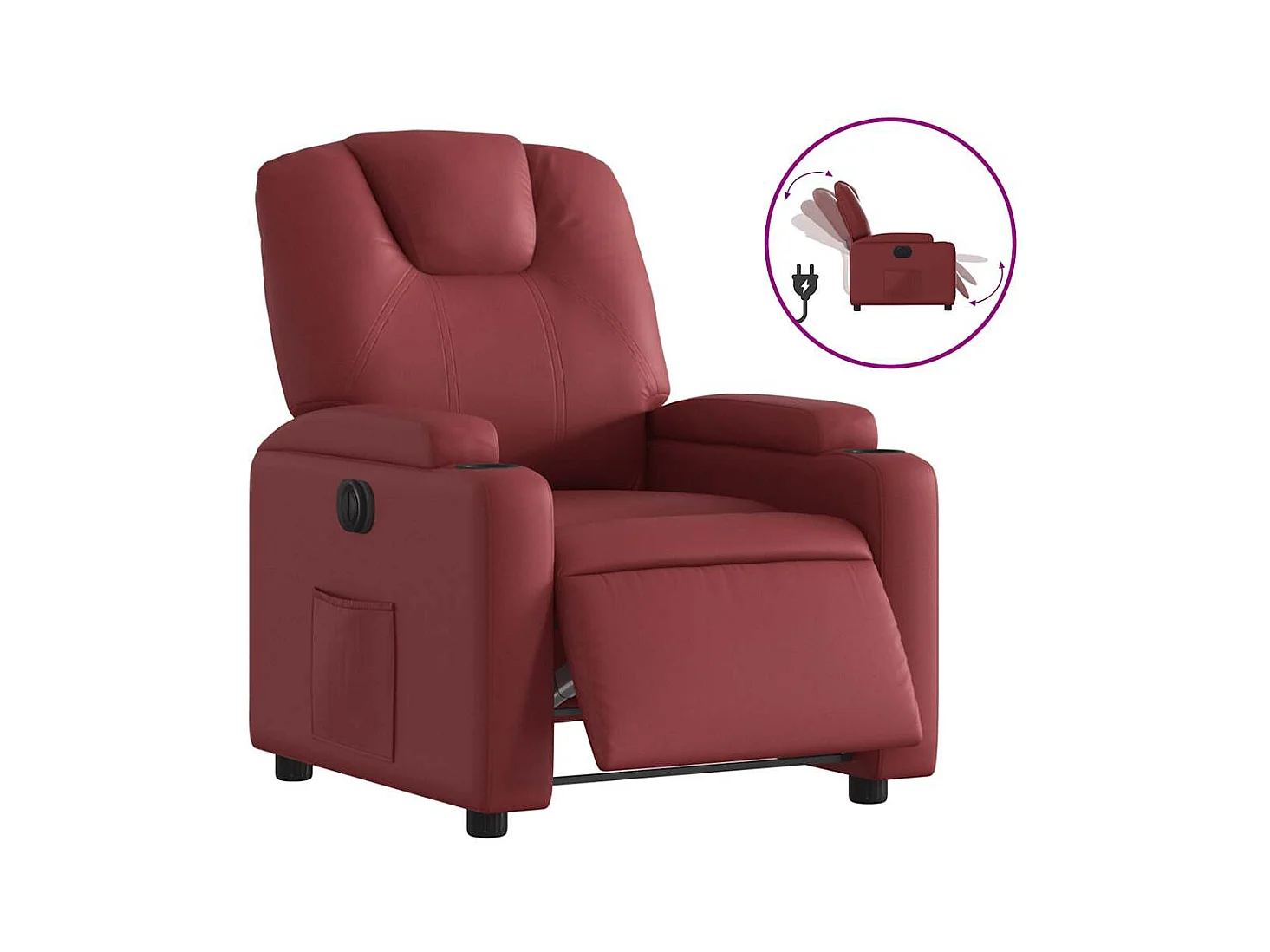 Fauteuil inclinable électrique-Chaise de relax-Fauteuil salon Rouge bordeaux Similicuir SHL2060