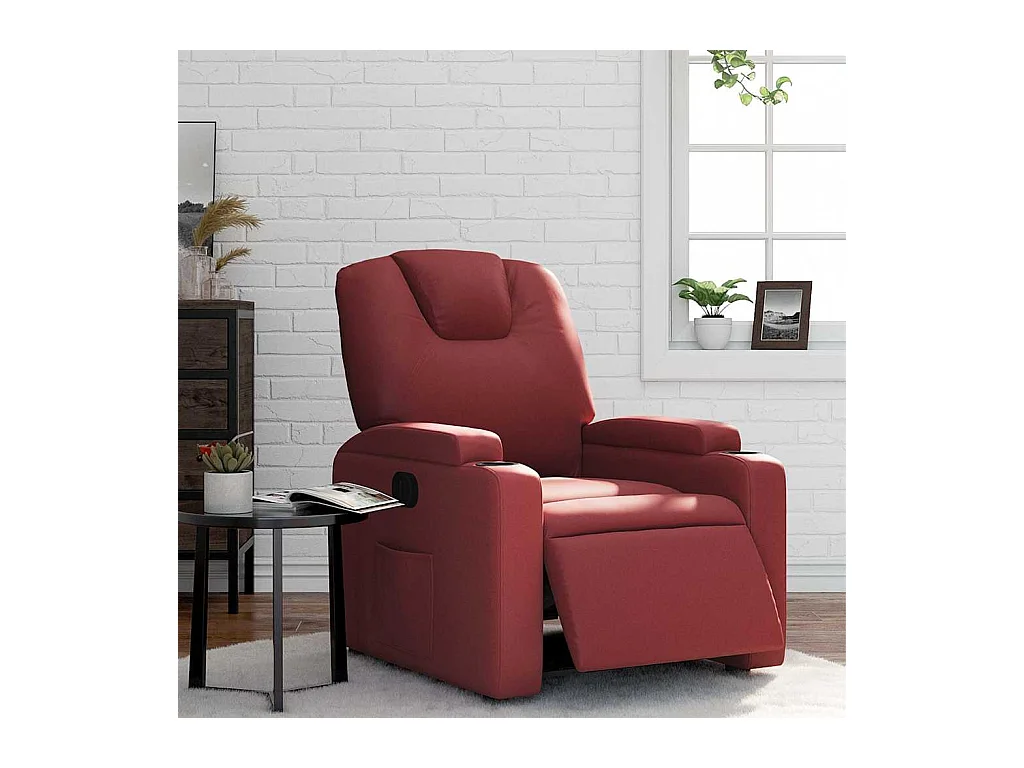 Fauteuil inclinable électrique-Chaise de relax-Fauteuil salon Rouge bordeaux Similicuir SHL2060