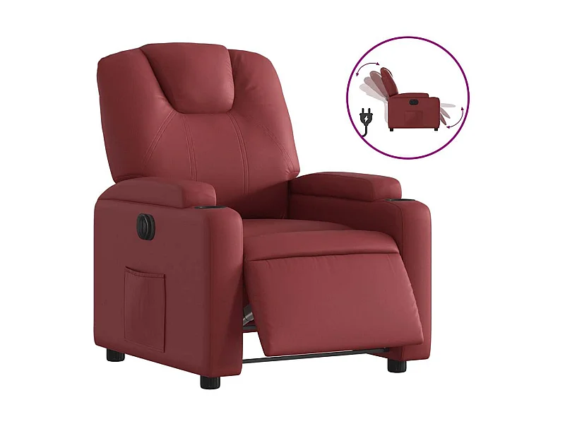 Poltrona Salotto | Sedia | Poltrona Reclinabile Elettrica Rosso Vino in Similpelle SHL7831