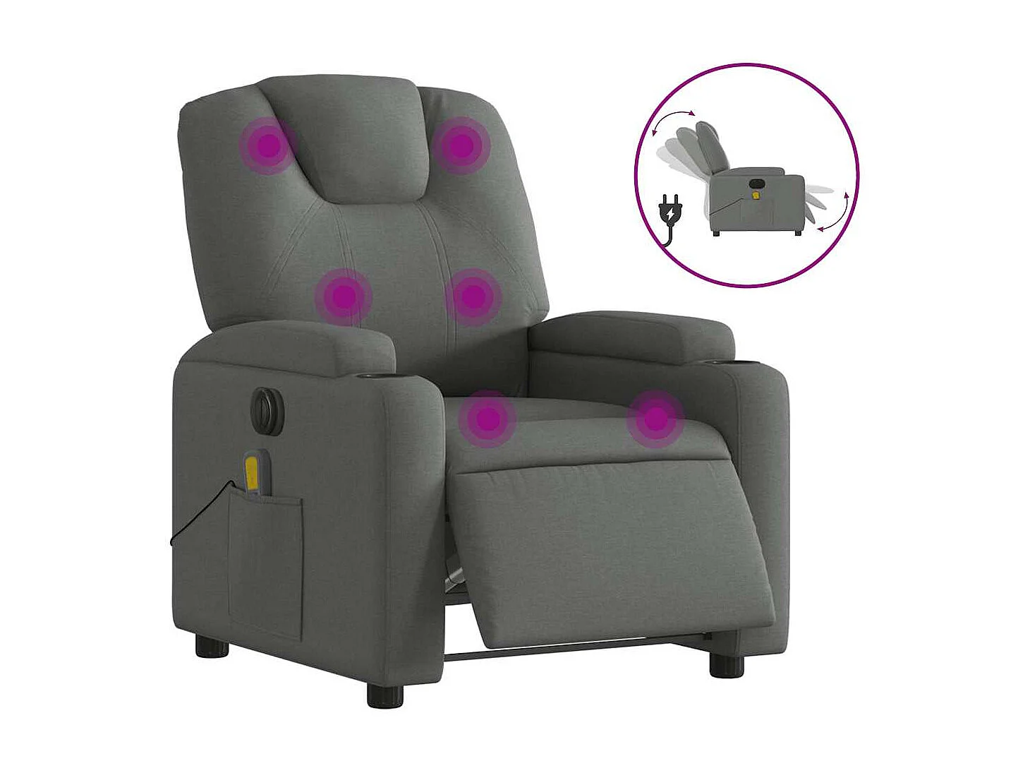 Fauteuil inclinable électrique-Chaise-Fauteuil de Massage gris foncé tissu SHL1321