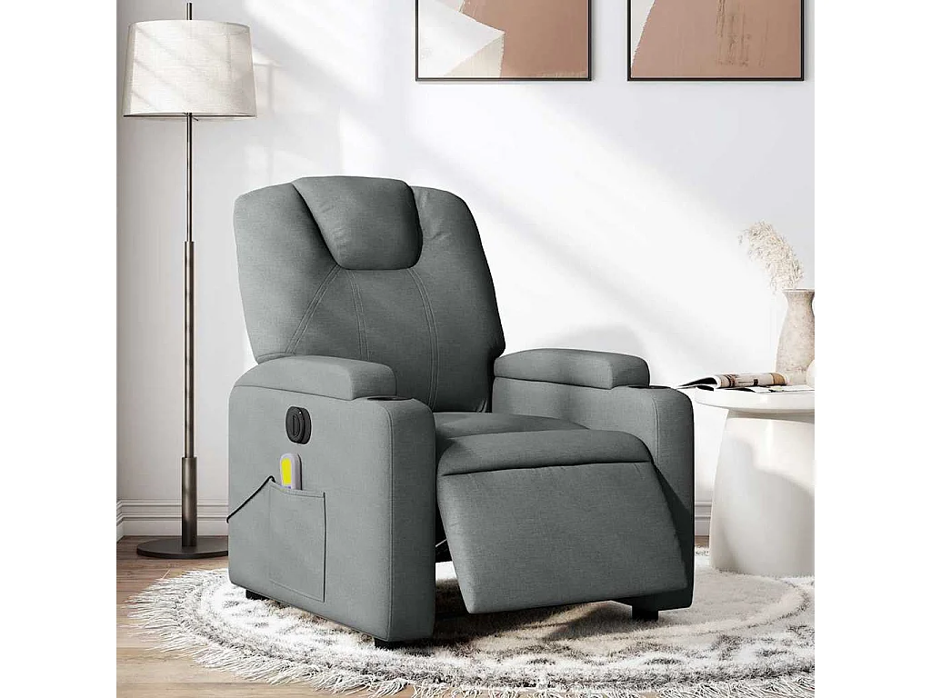 Fauteuil inclinable électrique-Chaise-Fauteuil de Massage gris foncé tissu SHL1321