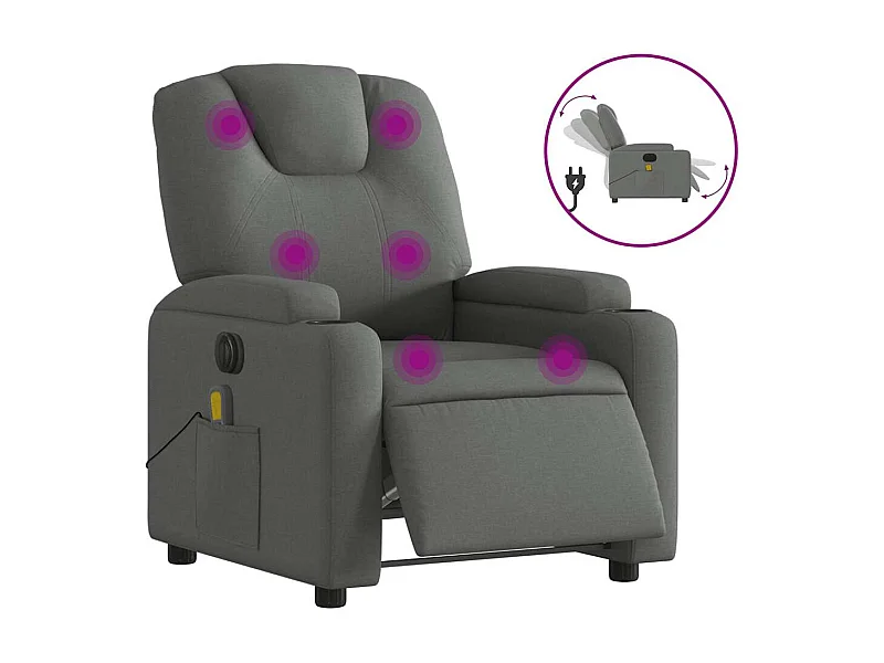 Fauteuil inclinable électrique-Chaise-Fauteuil de Massage gris foncé tissu SHL1321