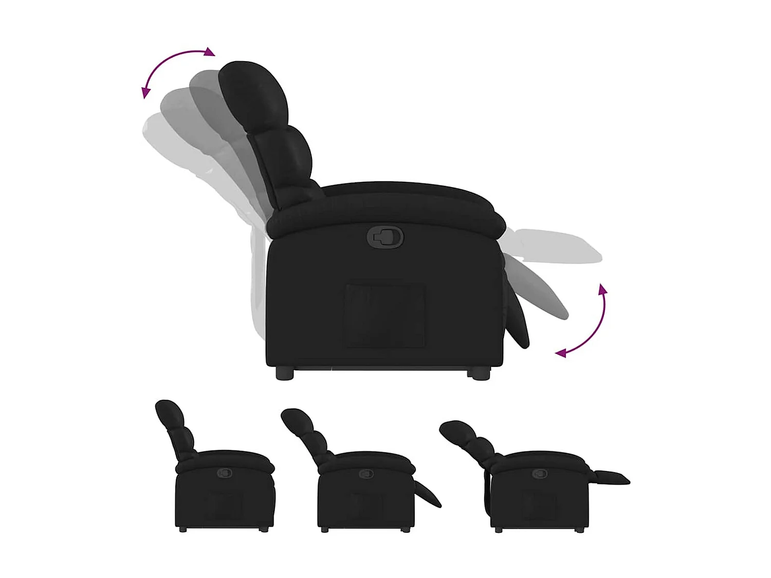 Relaxsessel | Lounge Sessel für Wohnzimmer mit Aufstehhilfe Schwarz Kunstleder SHL90352