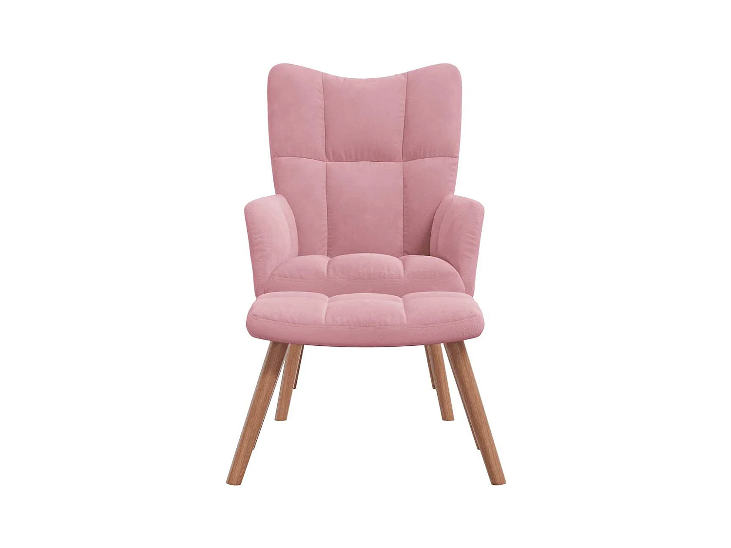 Sillón de relax | Silla de relax con taburete terciopelo rosa SHL3179