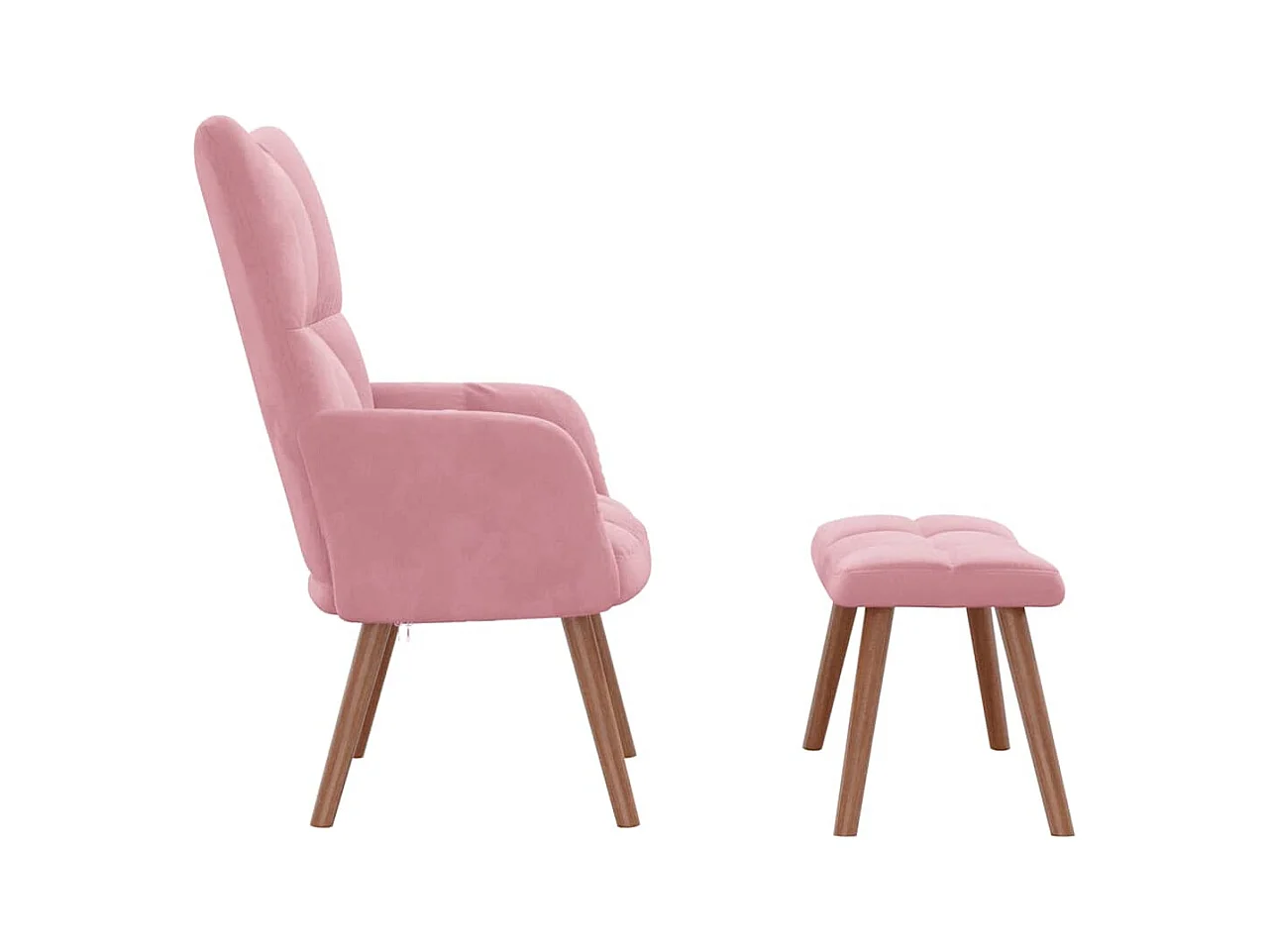 Sillón de relax | Silla de relax con taburete terciopelo rosa SHL3179