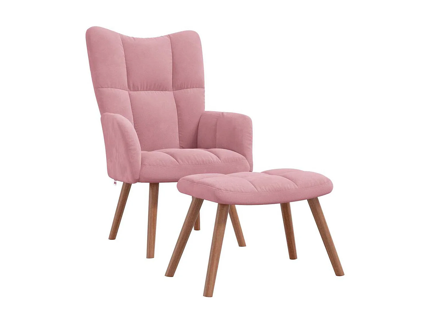 Relaxsessel mit Hocker | Lounge Sessel indoor Rosa Samt SHL52089