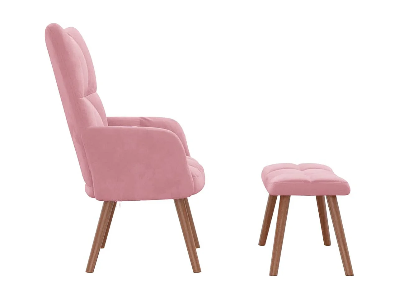 Relaxsessel mit Hocker | Lounge Sessel indoor Rosa Samt SHL52089