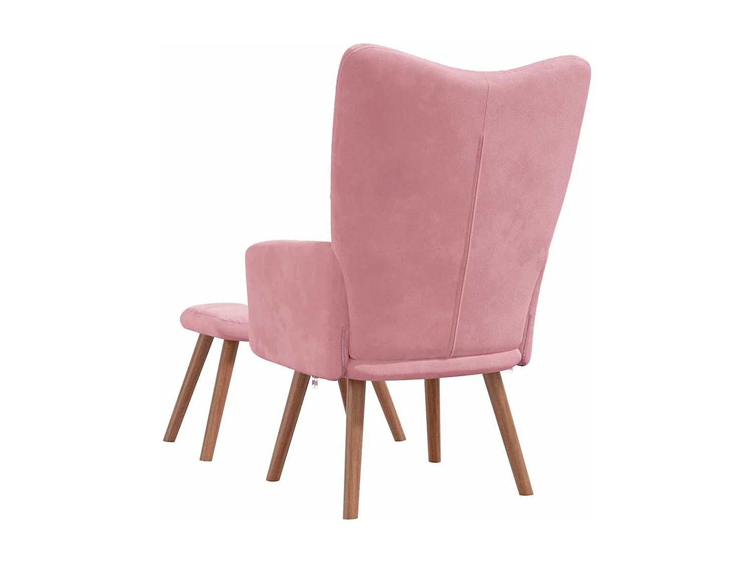 Relaxsessel mit Hocker | Lounge Sessel indoor Rosa Samt SHL52089