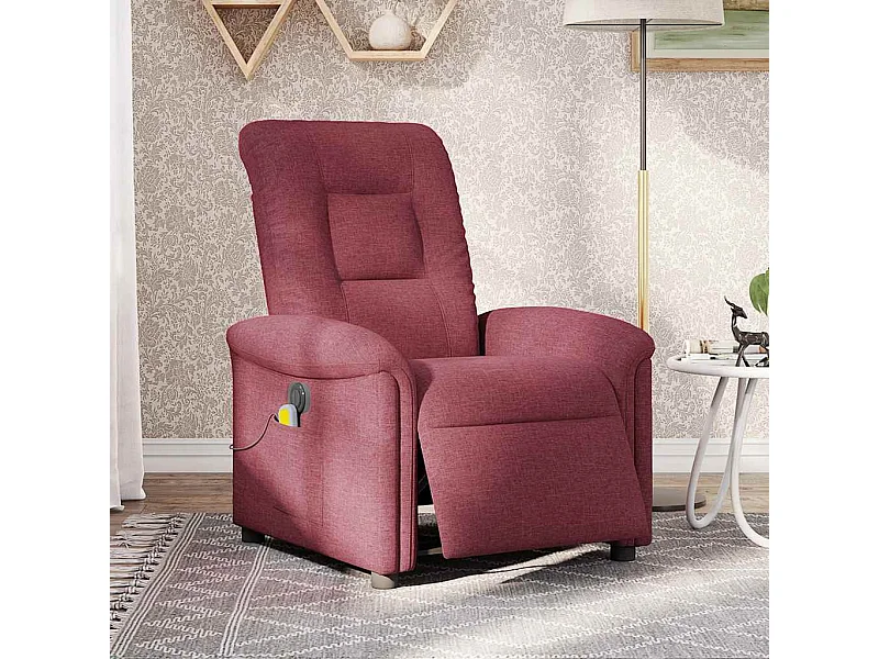 Fauteuil inclinable électrique-Fauteuil de massage de Salon Rouge bordeaux Tissu SHL2113