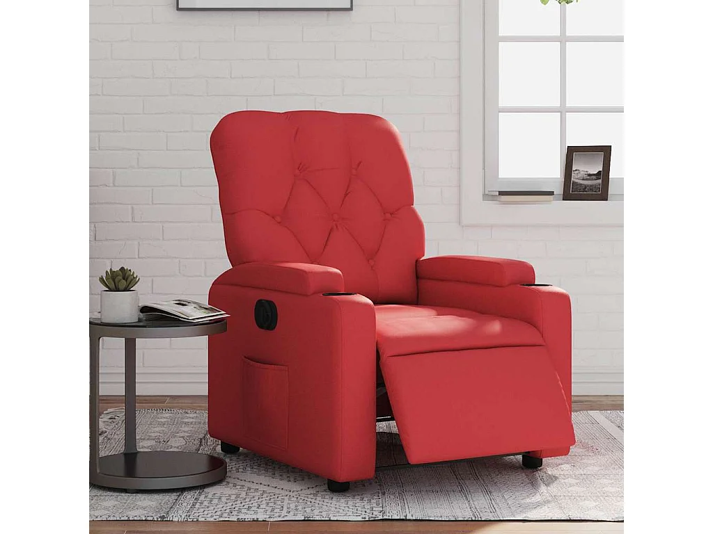 Relaxsessel Elektrisch | Lounge Sessel indoor Rot Kunstleder SHL55057