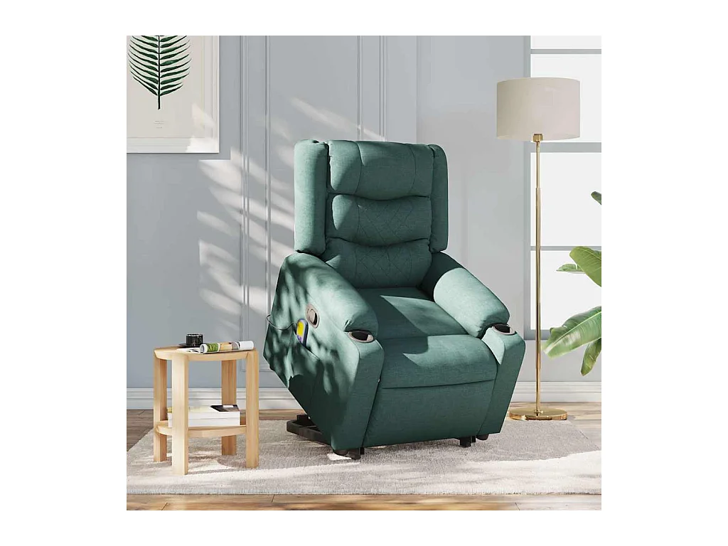 Silla de masaje reclinable de pie de tela verde oscura SHL3564