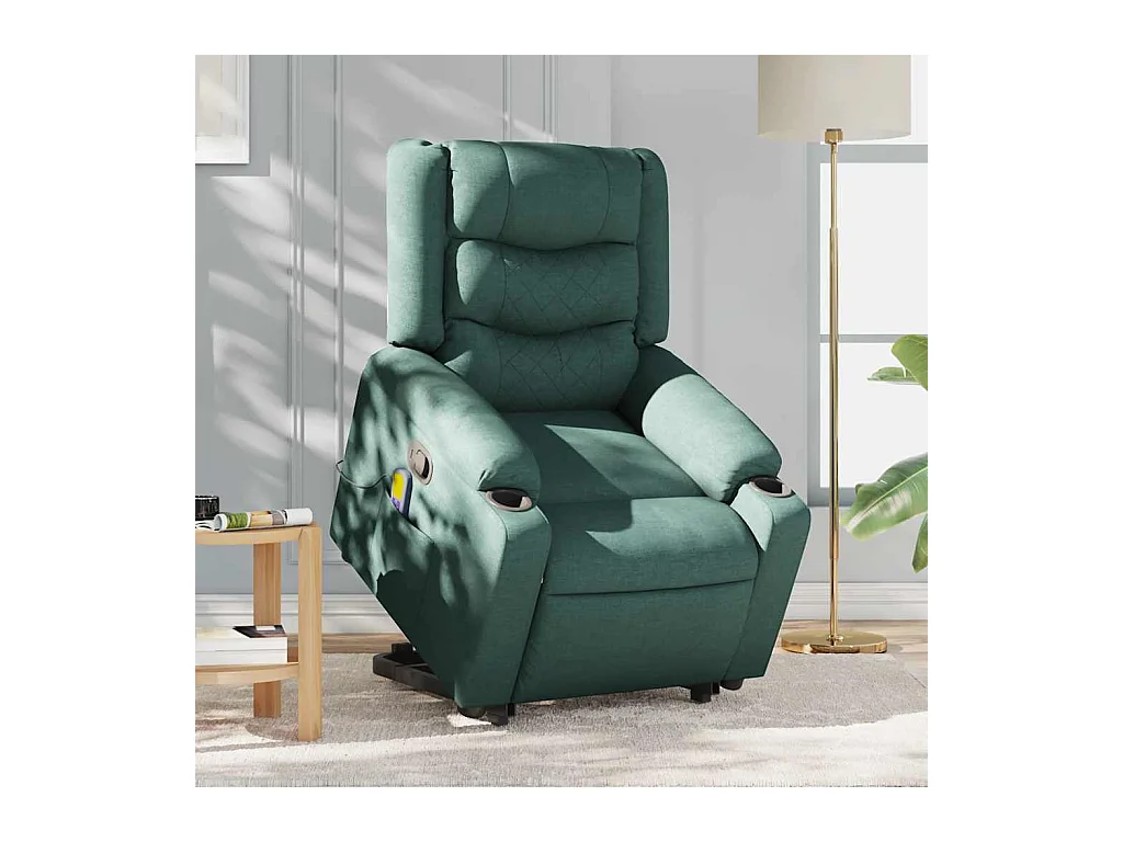 Silla de masaje reclinable de pie de tela verde oscura SHL3564