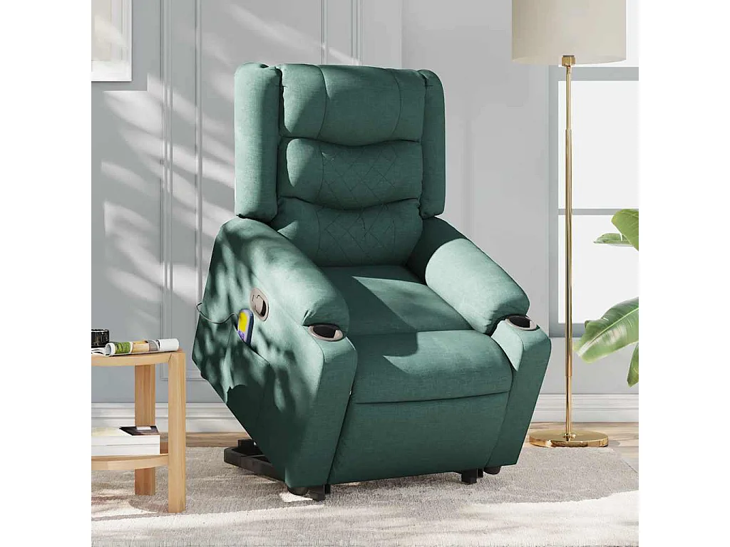 Fauteuil inclinable-Chaise de relax-Fauteuil de Massage Vert foncé Tissu SHL1983