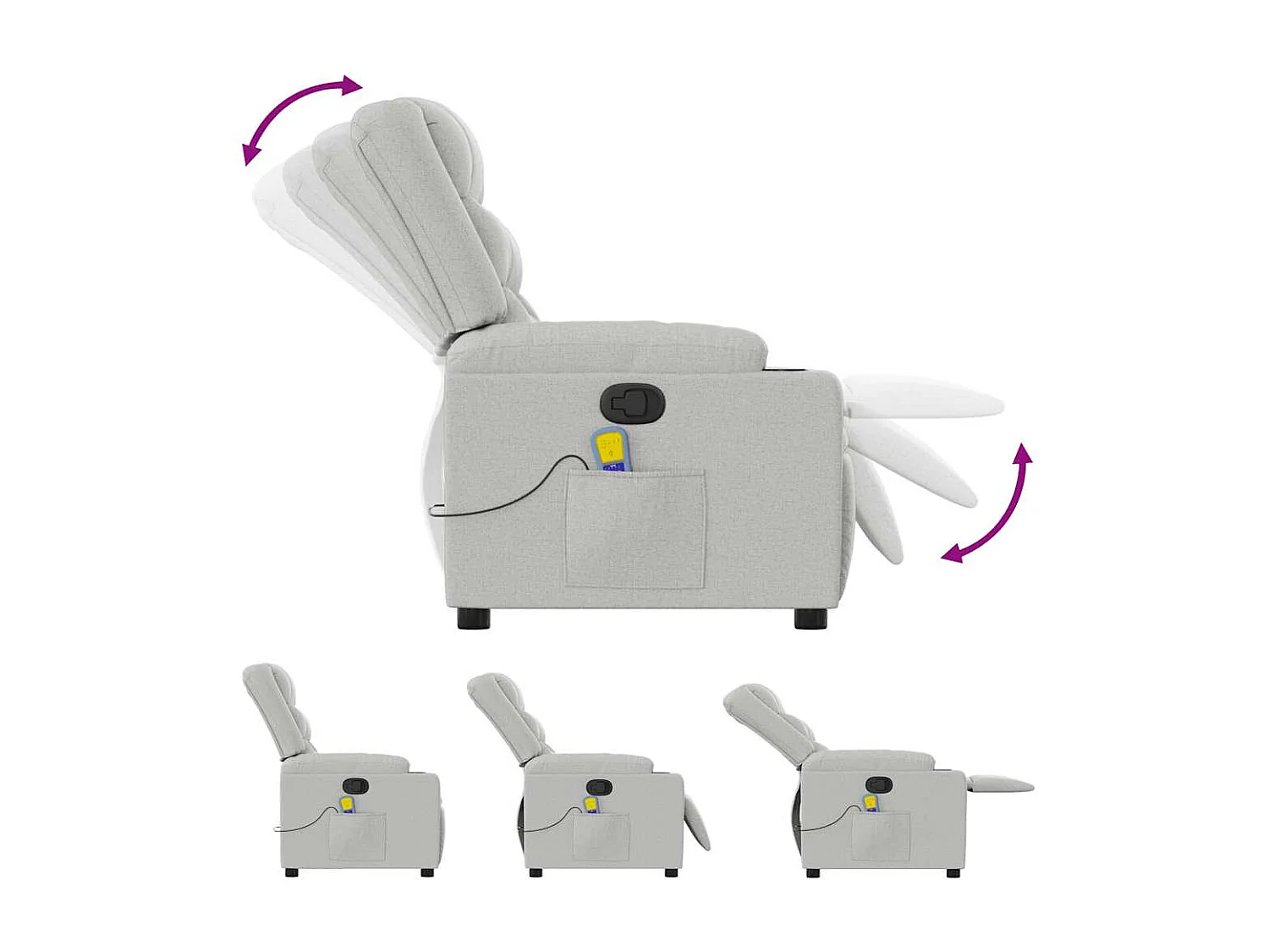 Sillón de salón | Silla | Sillón de masaje reclinable de tela gris nube SHL3977