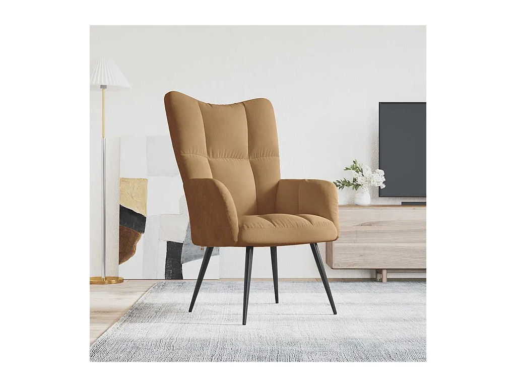 Sillón de relax | Silla de relax de terciopelo marrón SHL3508