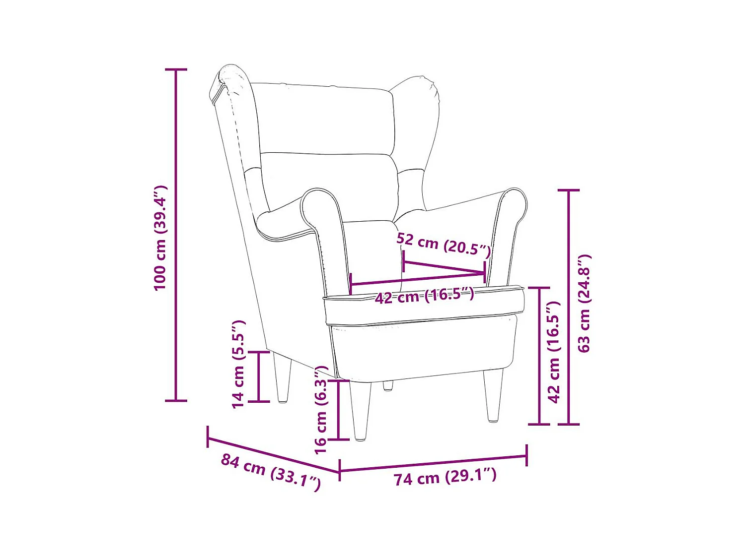 Sillón de salón | Silla de relax | Sillón de tela gris oscuro 74x84x100 cm SHL8835