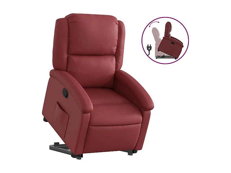 Sillón de relax | Sillón reclinable elevable cuero artificial rojo tinto SHL2056