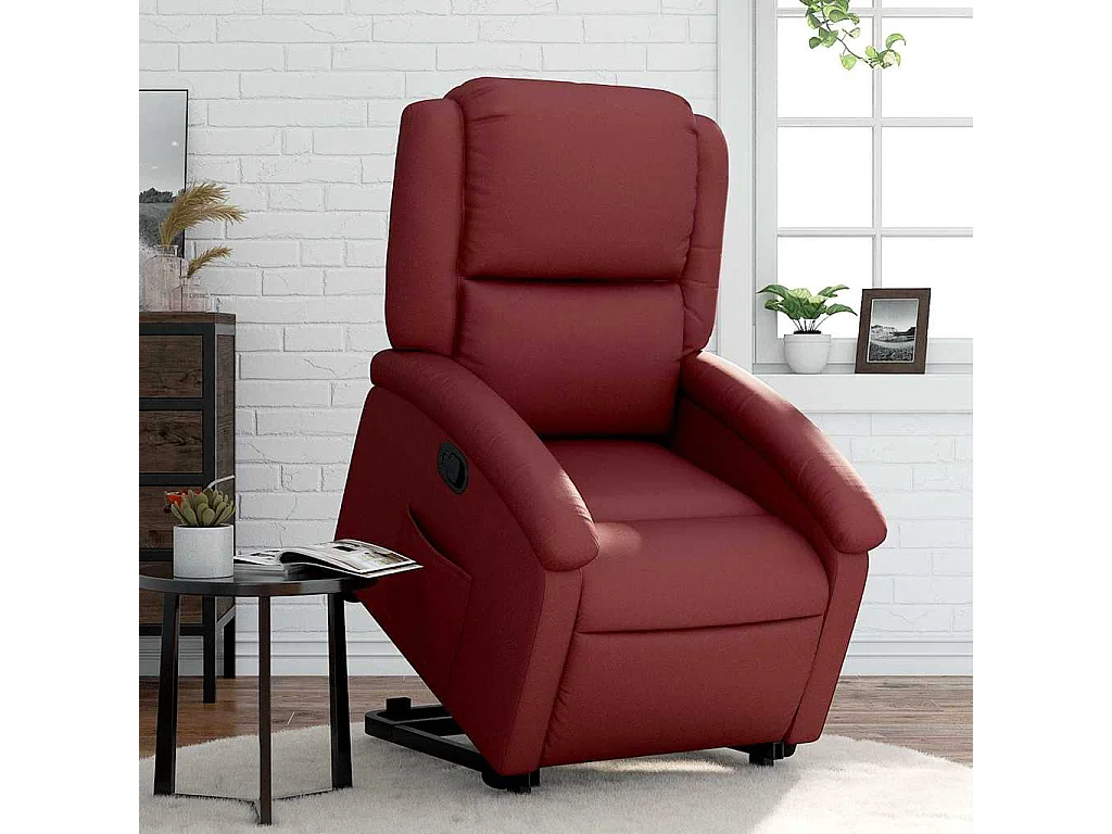 Fauteuil inclinable-Chaise de relax-Fauteuil salon Rouge bordeaux Similicuir SHL3460