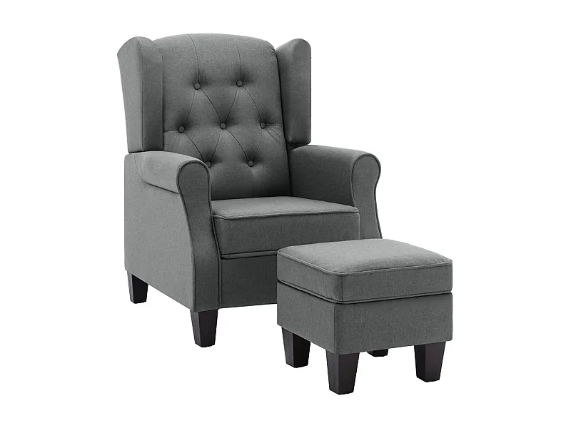 Fauteuil salon-Chaise de relax-Fauteuil avec repose-pied Gris clair Tissu SHL4682