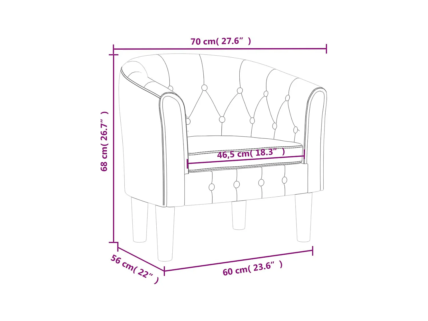 Sillón de salón cuero sintético gris SHL8633