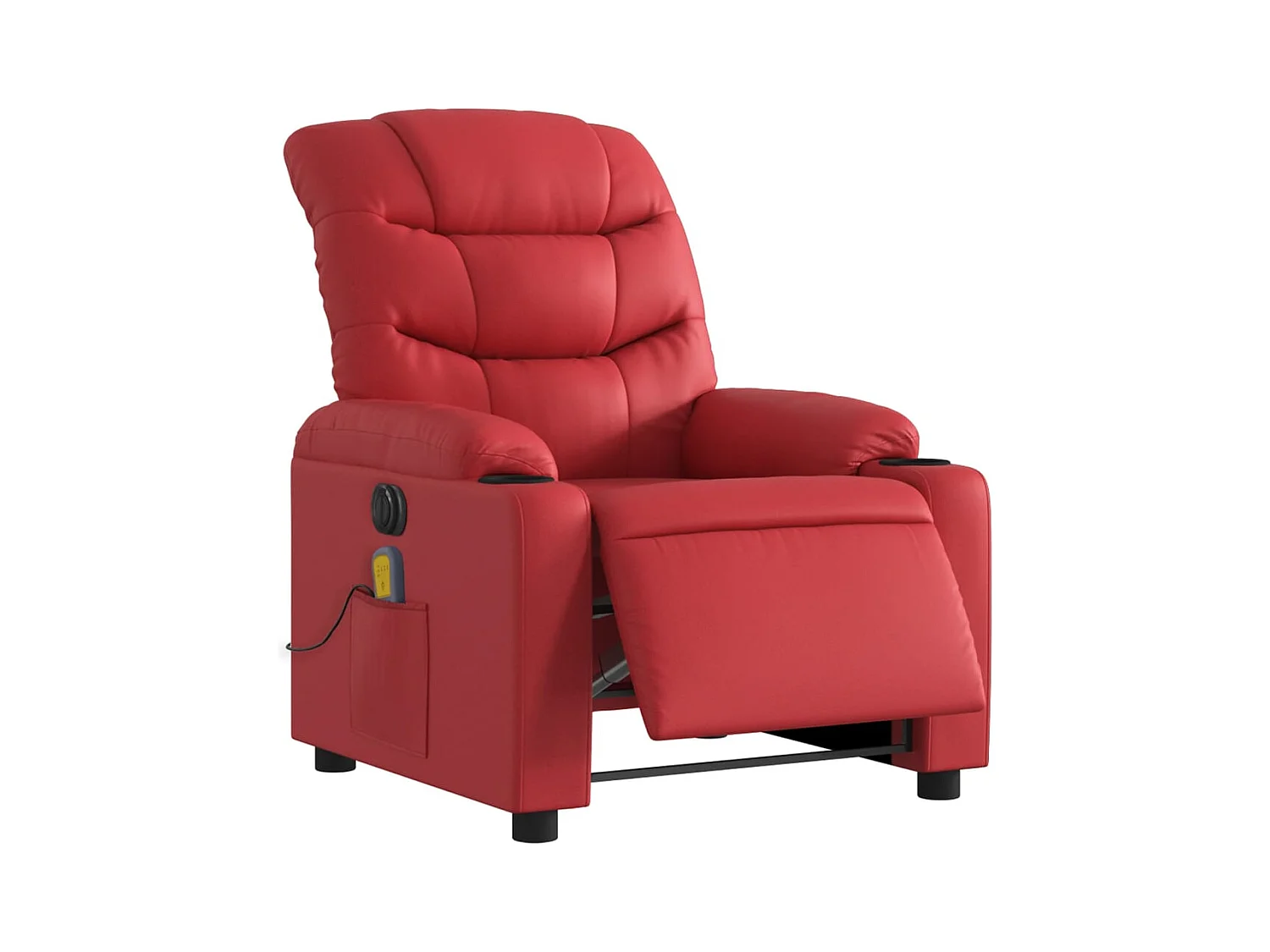 Poltrona massagens reclinável elétrica couro artif. vermelho SHL379186