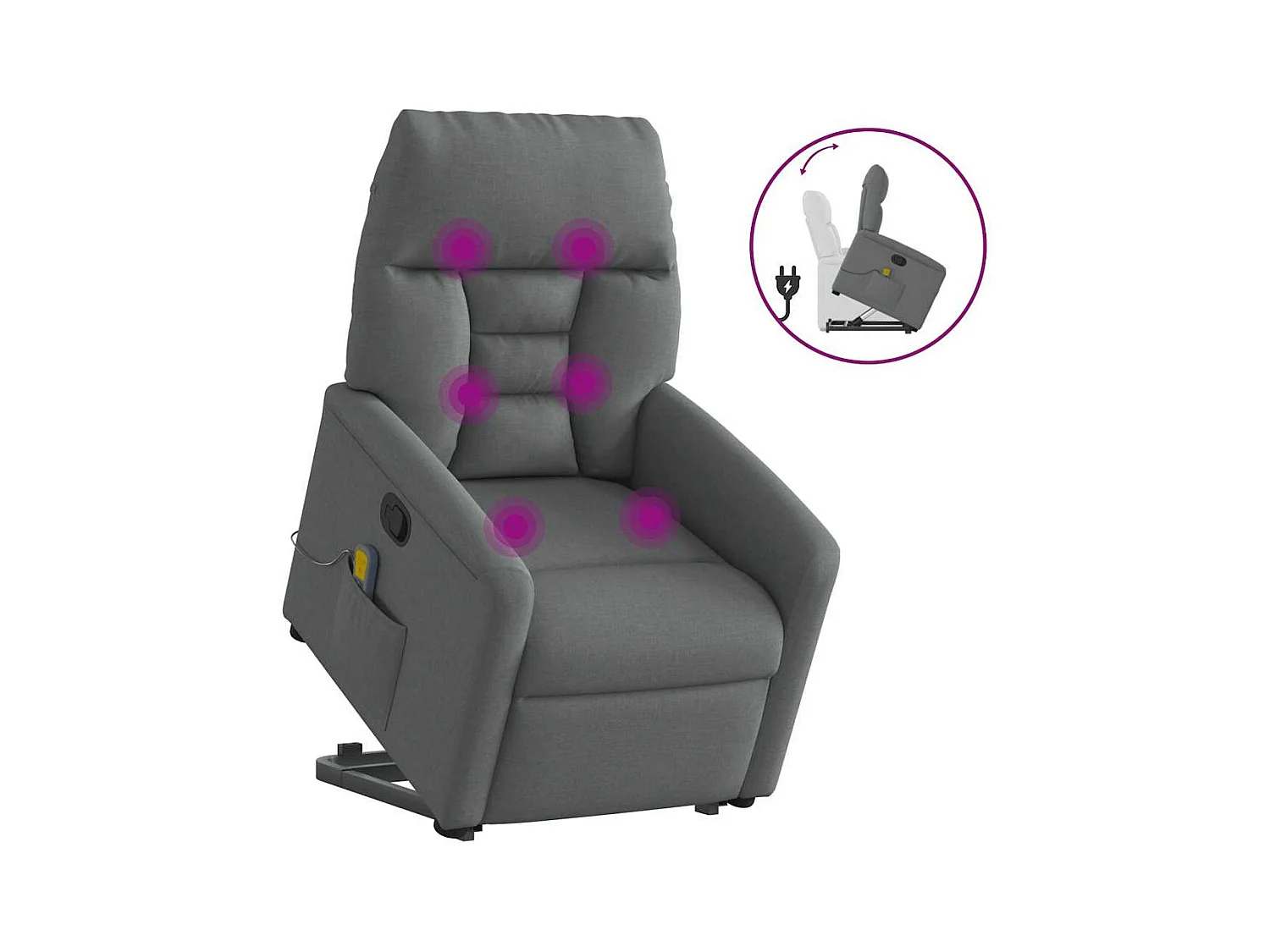 Silla de masaje reclinable de pie de tela gris oscuro SHL5746