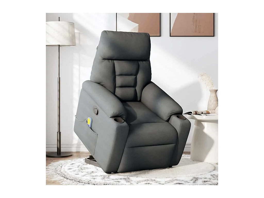 Fauteuil inclinable-Chaise de relax-Fauteuil de Massage Gris foncé Tissu SHL3725