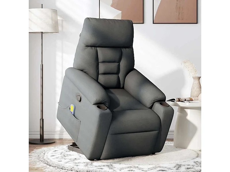 Fauteuil inclinable-Chaise de relax-Fauteuil de Massage Gris foncé Tissu SHL3725