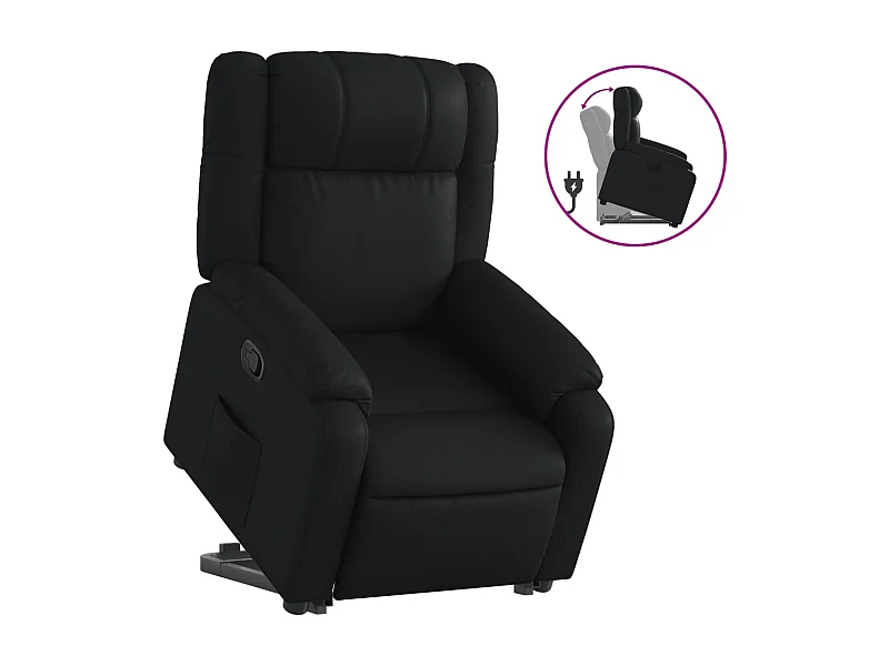 Fauteuil inclinable-Chaise de relax-Fauteuil salon Noir Similicuir SHL4100