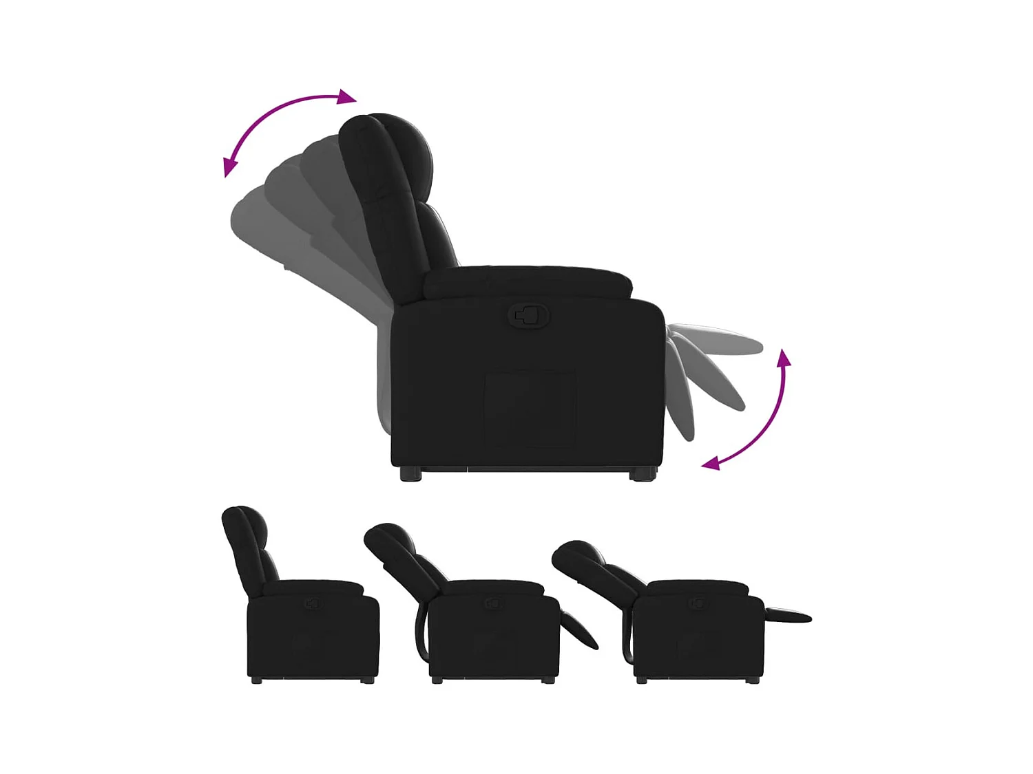 Fauteuil inclinable-Chaise de relax-Fauteuil salon Noir Similicuir SHL4100