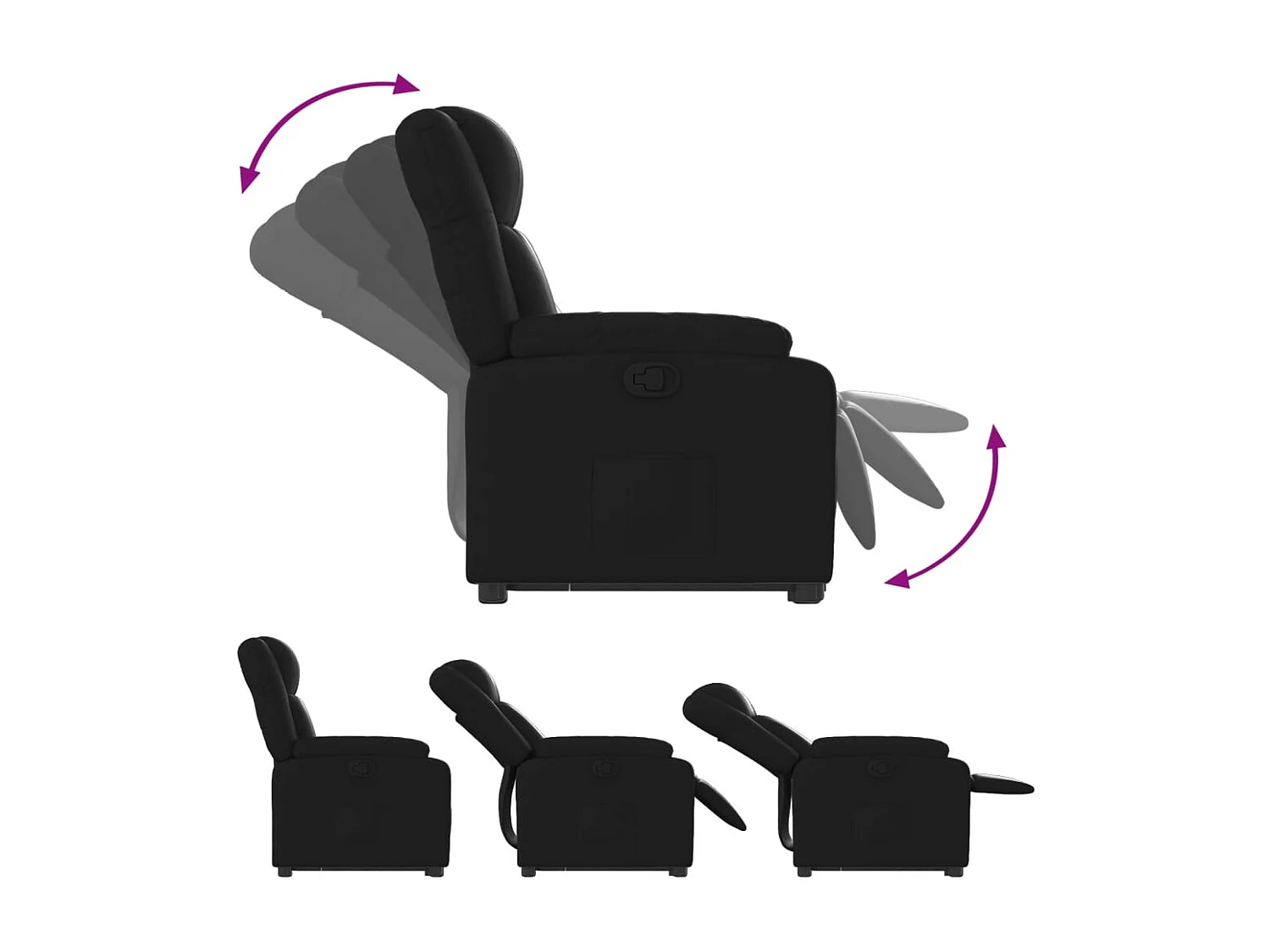 Fauteuil inclinable-Chaise de relax-Fauteuil salon Noir Similicuir SHL4100