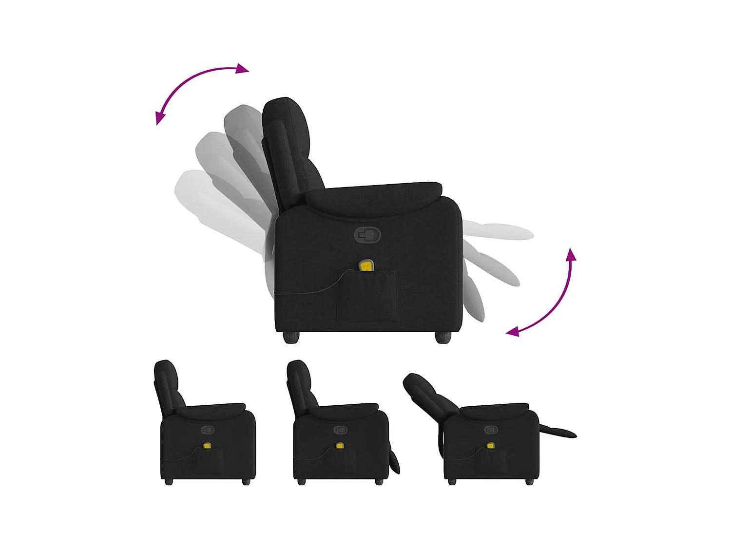 Sillón de relax | Sillón reclinable de masaje de tela negro SHL2904