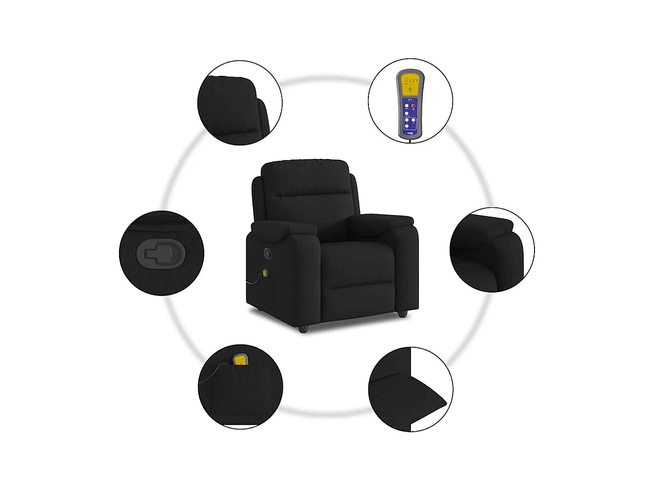 Sillón de relax | Sillón reclinable de masaje de tela negro SHL2904