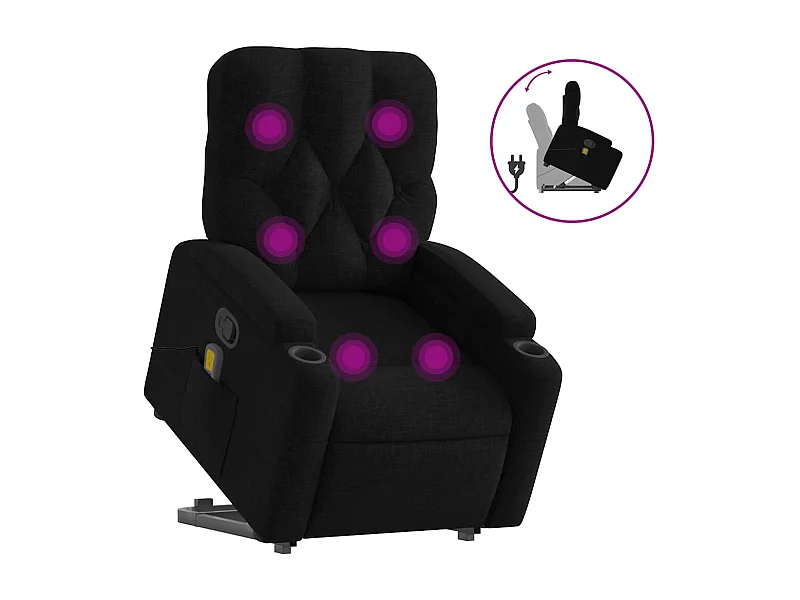 Sillón de relax | Sillón reclinable de masaje elevable tela negro SHL4806