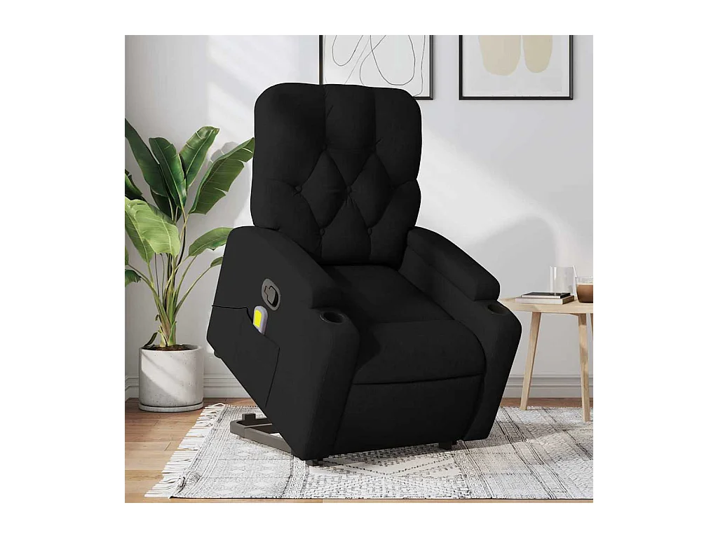 Fauteuil inclinable-Chaise de relax-Fauteuil de Massage Noir Tissu SHL2327