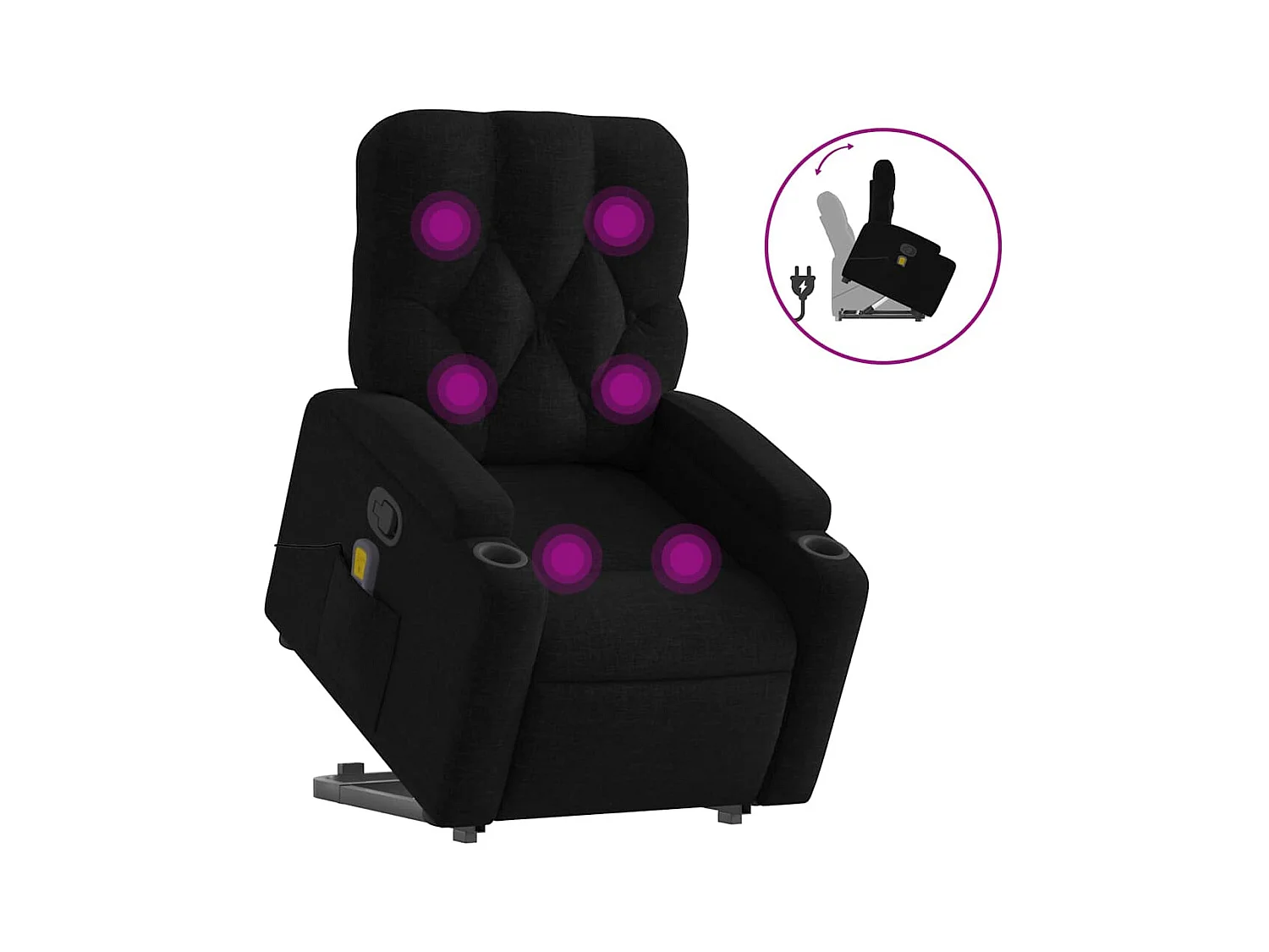 Fauteuil inclinable-Chaise de relax-Fauteuil de Massage Noir Tissu SHL2327
