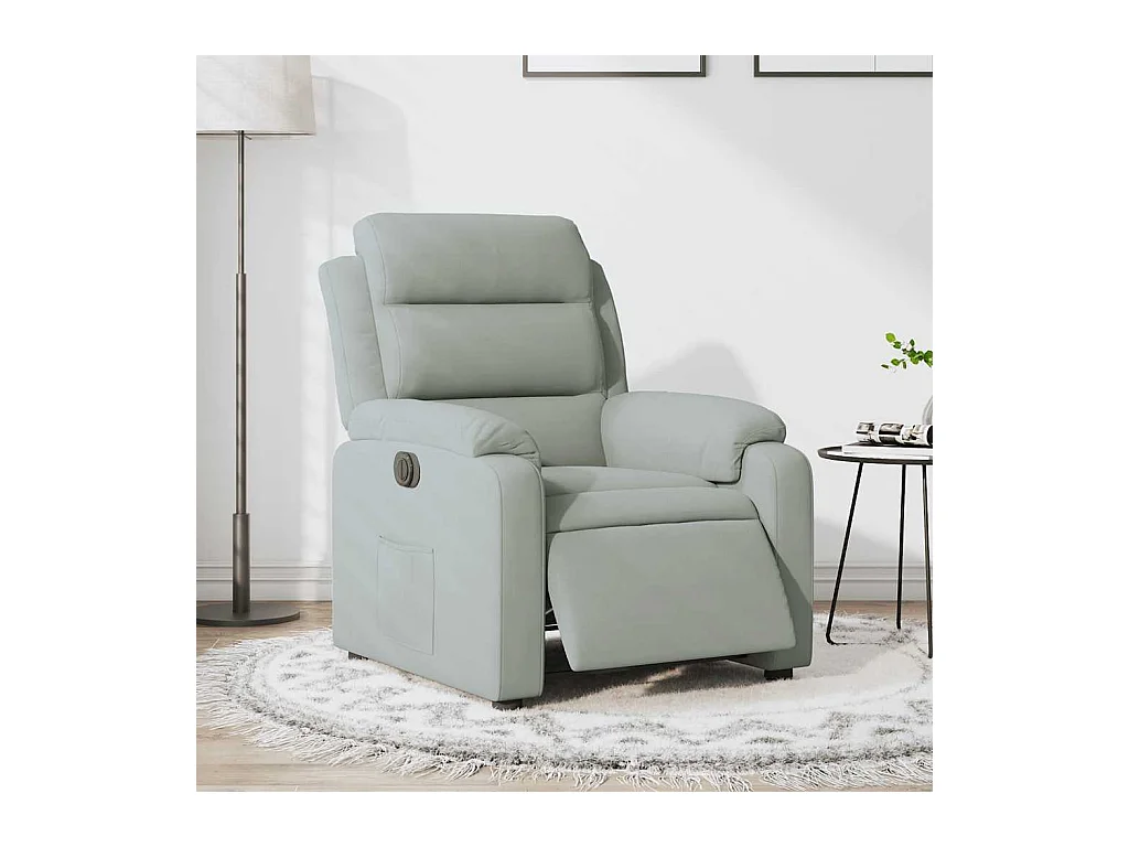 Poltrona Confortável | Poltrona reclinável elétrica veludo cinzento-claro SHL928590