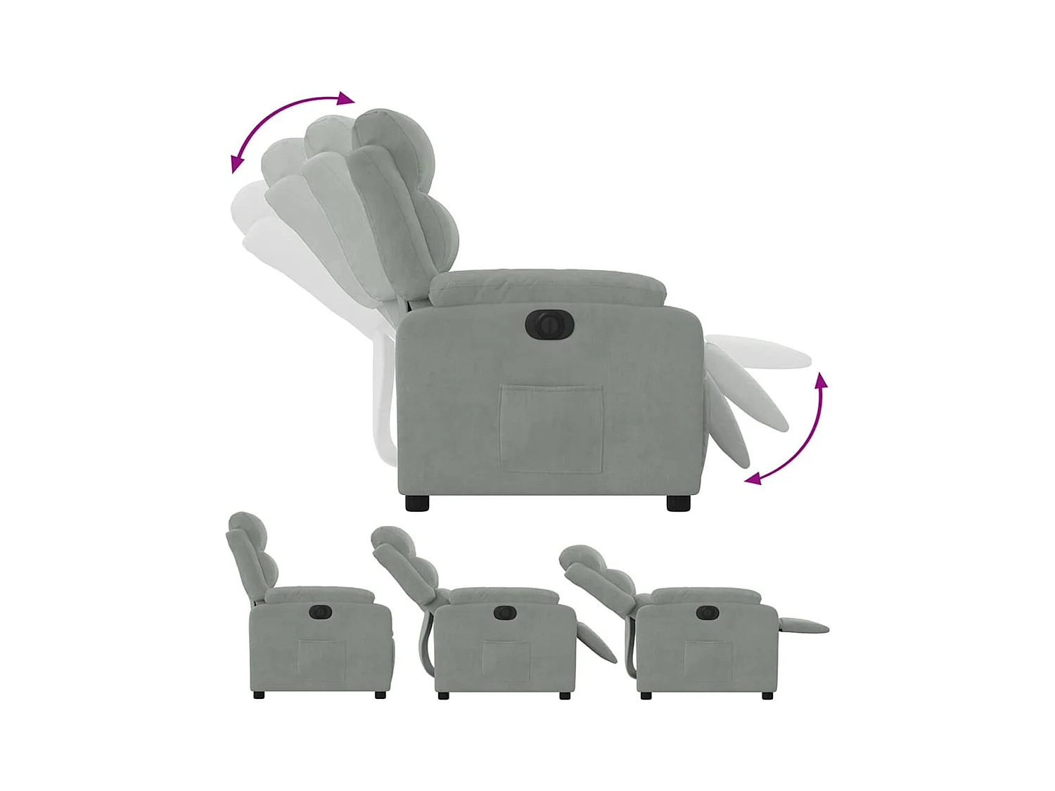 Poltrona Confortável | Poltrona reclinável elétrica veludo cinzento-claro SHL928590