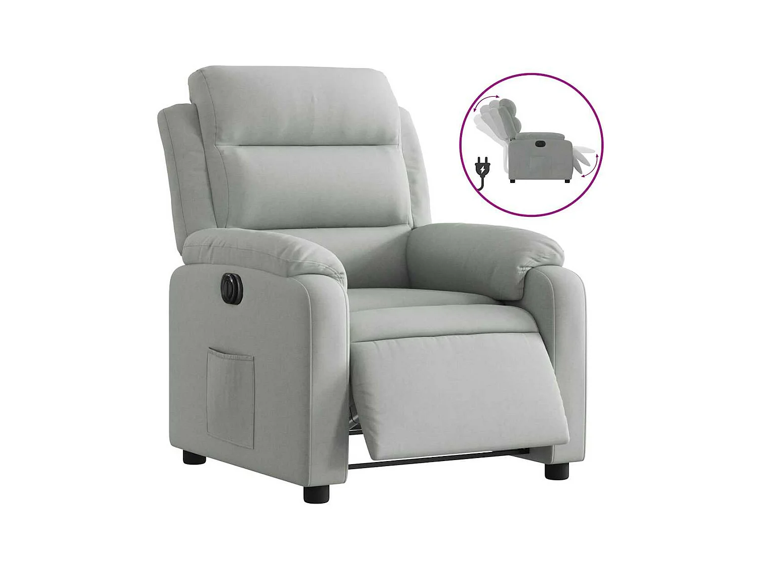 Fauteuil inclinable électrique-Chaise de relax-Fauteuil salon gris clair velours SHL1793