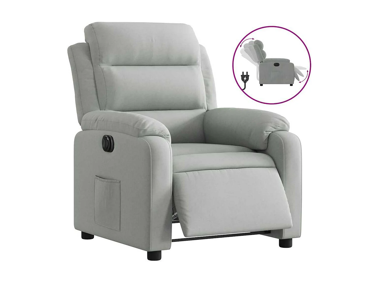 Fauteuil inclinable électrique-Chaise de relax-Fauteuil salon gris clair velours SHL1793
