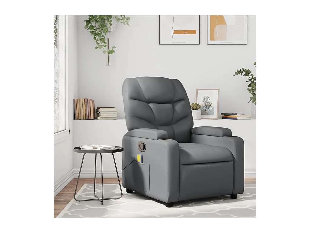 Fauteuil inclinable-Chaise de relax-Fauteuil de Massage gris similicuir SHL2812