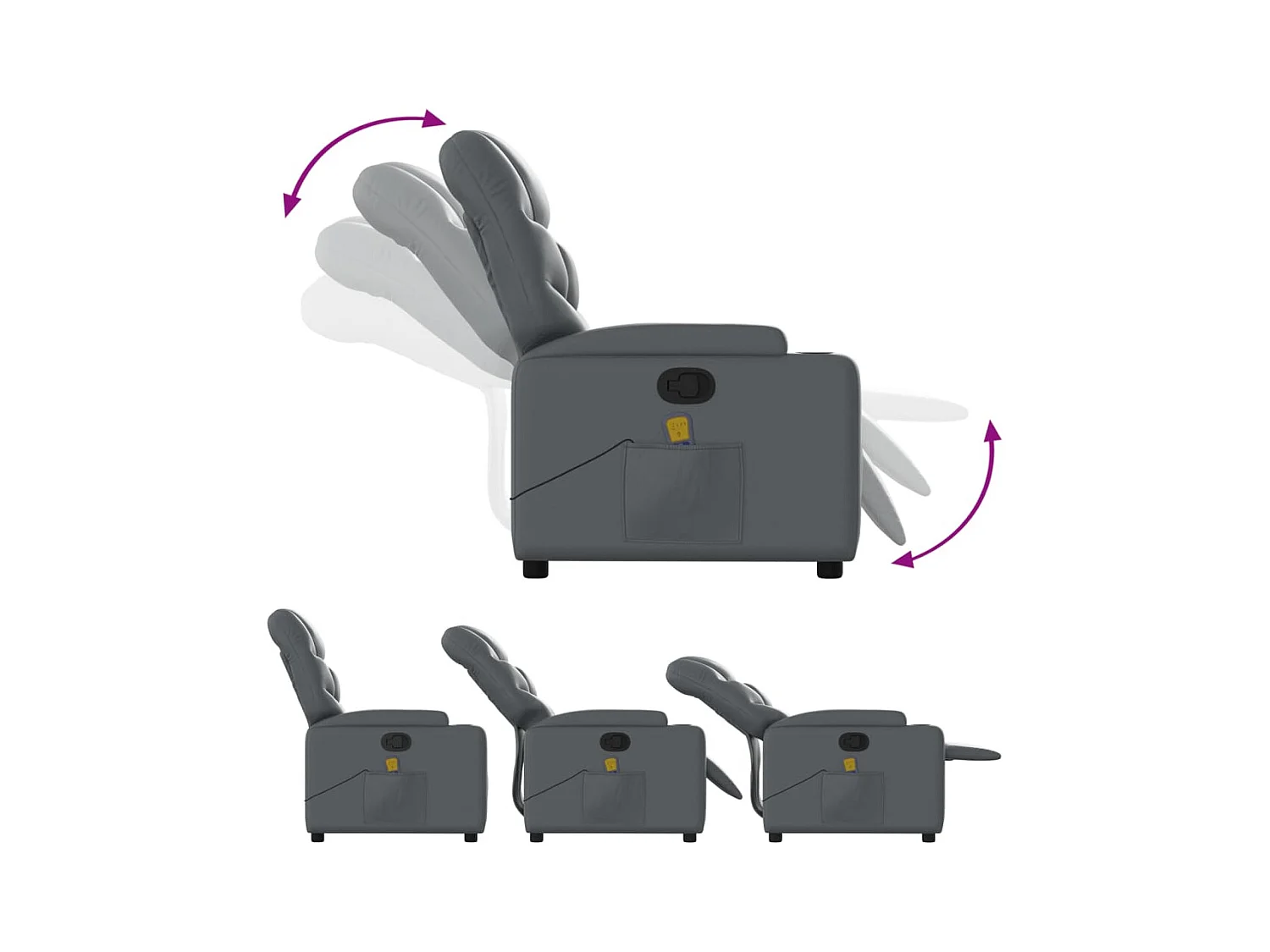 Fauteuil inclinable-Chaise de relax-Fauteuil de Massage gris similicuir SHL2812