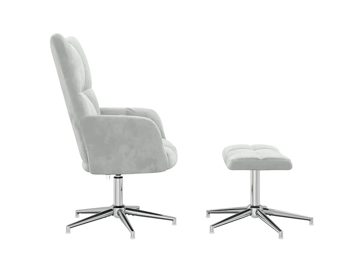Sillón de relax | Silla de relax con taburete terciopelo gris claro SHL7490