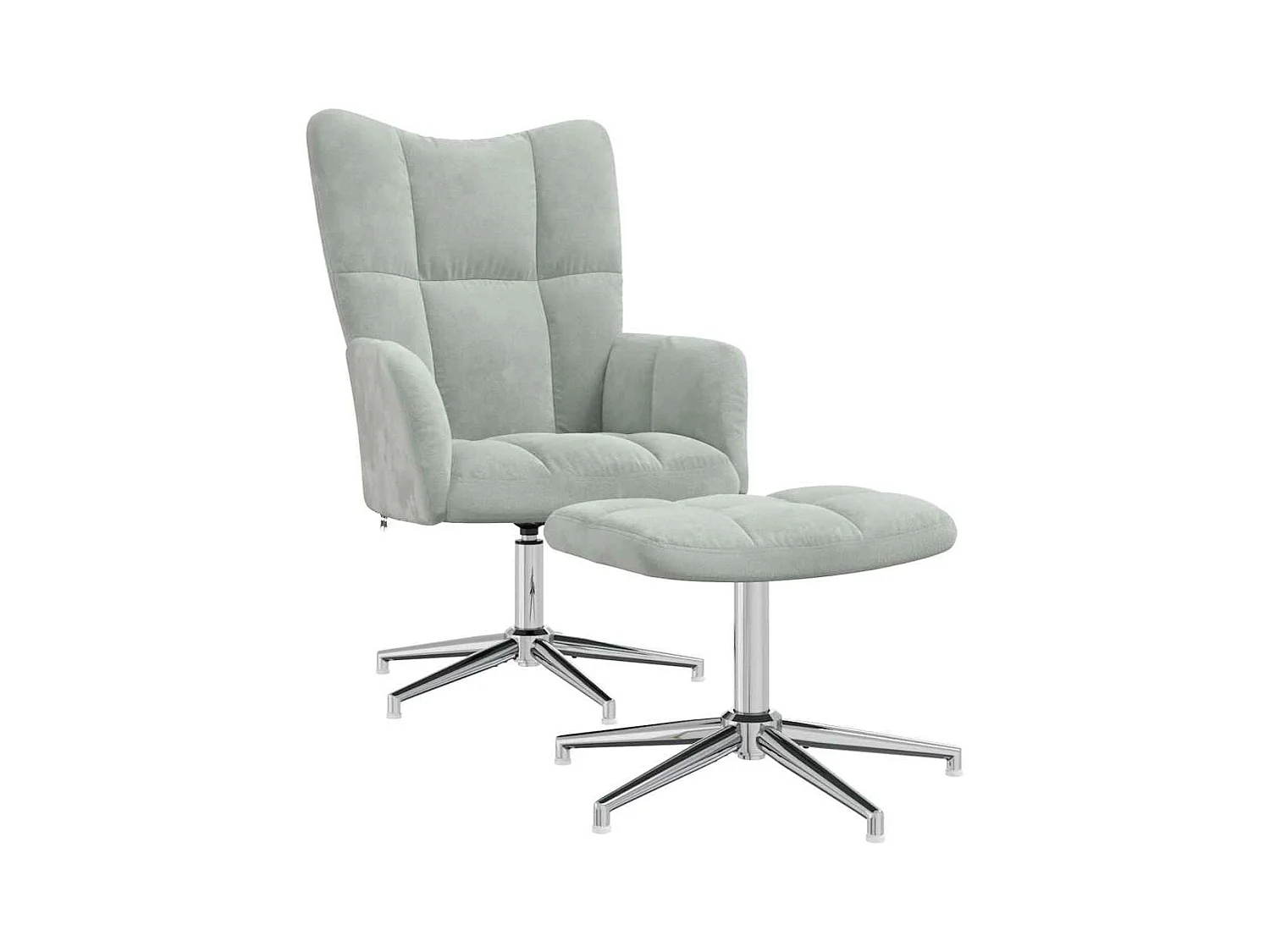 Chaise de relaxation moderne avec tabouret-Fauteuil de Salon Gris clair Velours SHL4201